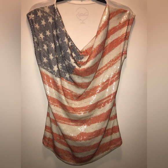 American Flag Stylish & Patriotic Sequin Shirt - Picture 2 of 7